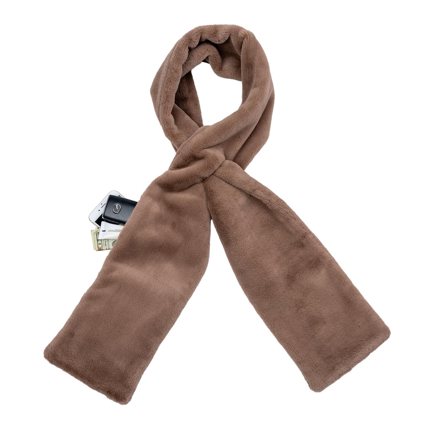 🔥Last Day 40%🔥Women's Ultra-Soft Faux Fur Pull-Through Scarf with Hidden Zipper Pocket