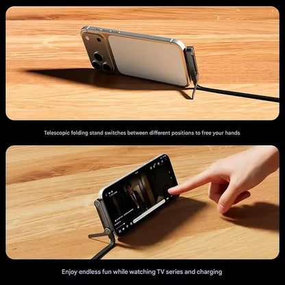 🔥BUY 1 GET 1 FREE($9.99/EACH) | MFi-Certified Cables 2-in-1 Invisible Holder Charger Cable - 240W Fast Charging Cord with Built-In Phone Stand