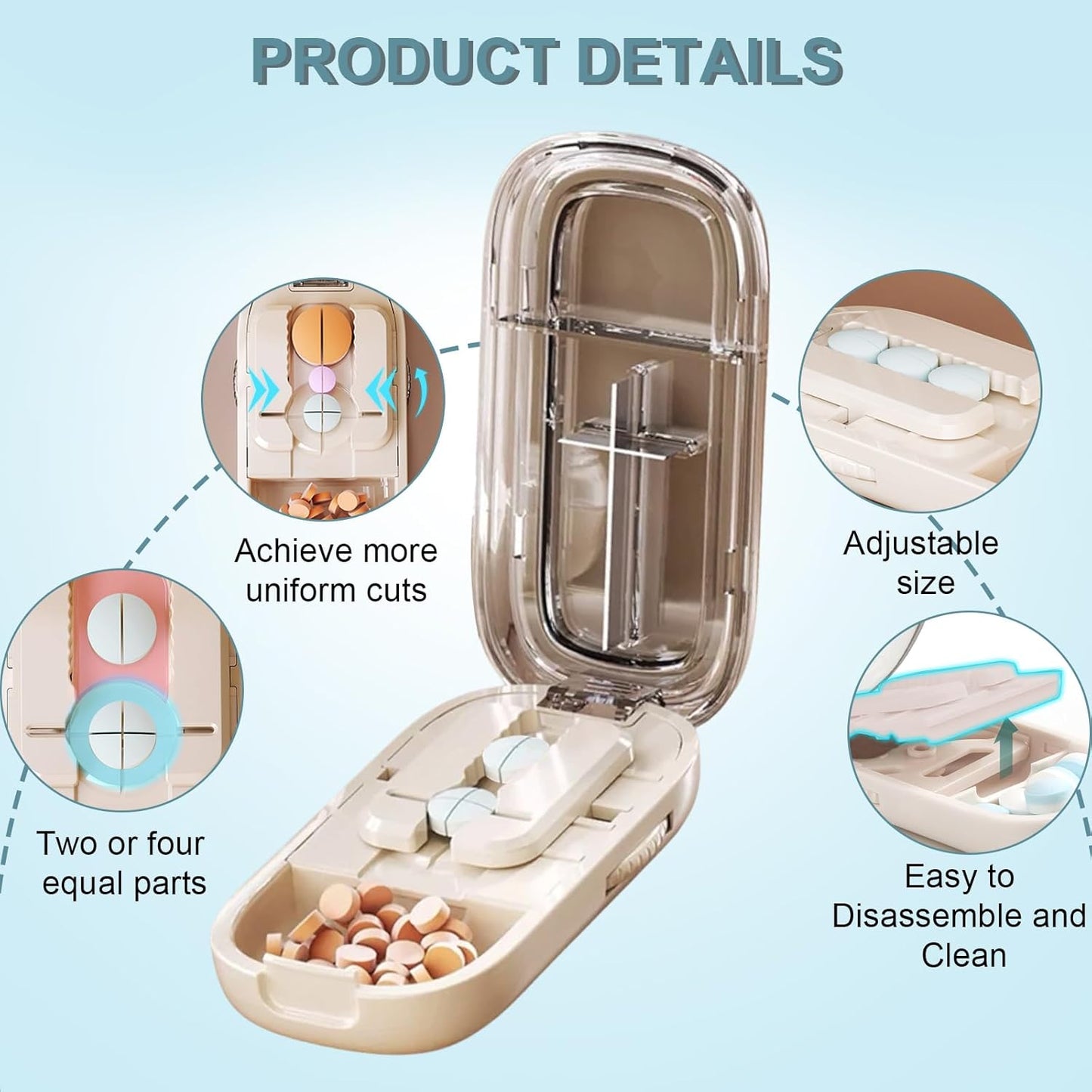 Adjustable Pill Cutter and Splitter for Multiple Pills