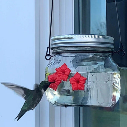 🔥Last Day Promotion - 49% OFF🎁 Beautiful Mason Jar Hummingbird Feeder W/ Three Ports 🔥 BUY 2 GET 1 FREE