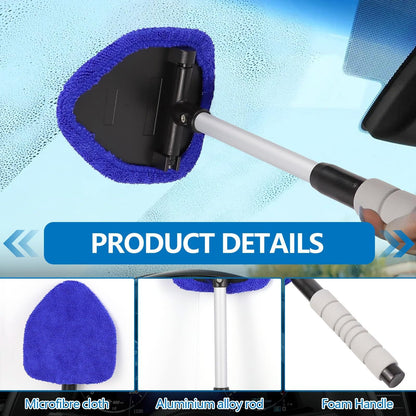 Microfiber Car Windshield Cleaning Tool with Extendable Handle