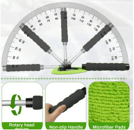 Microfiber Car Windshield Cleaning Tool with Extendable Handle
