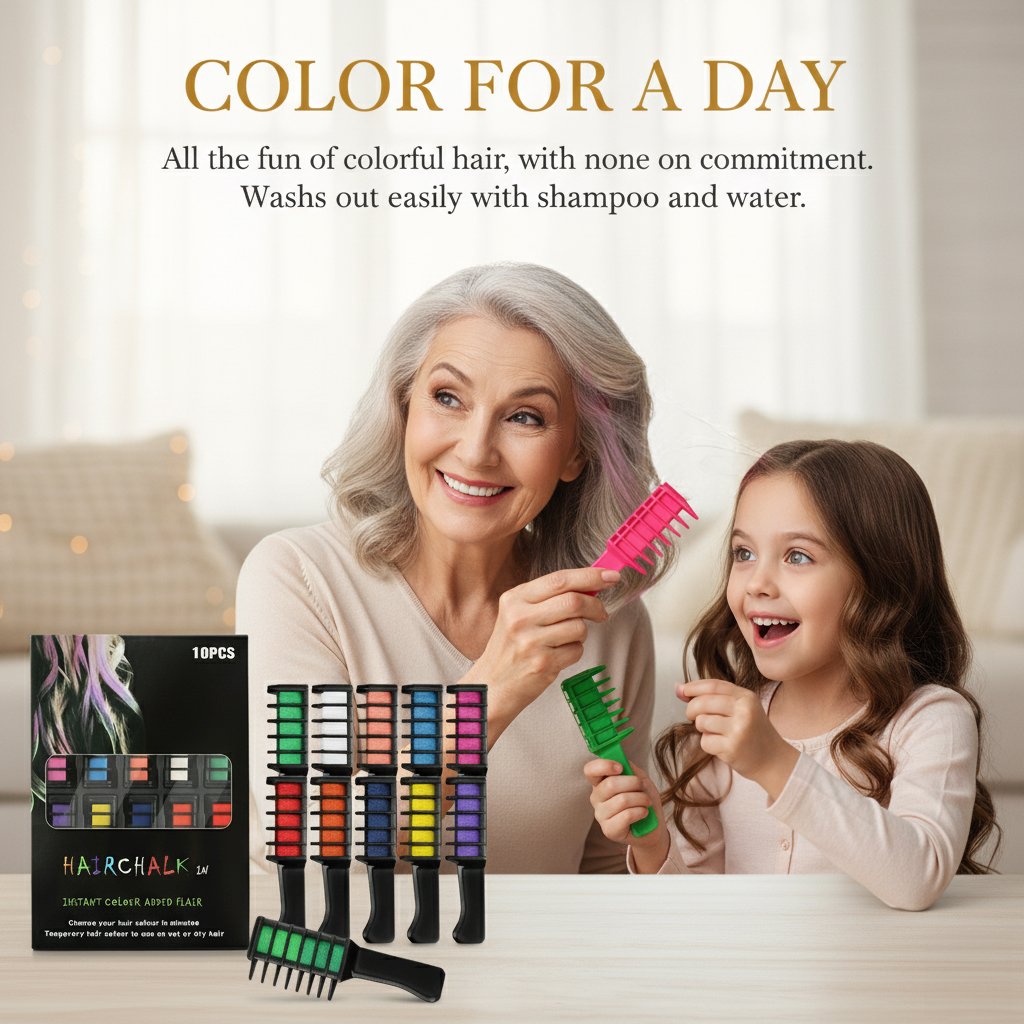 🔥Last Day 40% OFF🔥 - Buy 1 Get 1 Free🎁Festive Fun Hair Chalk Combs