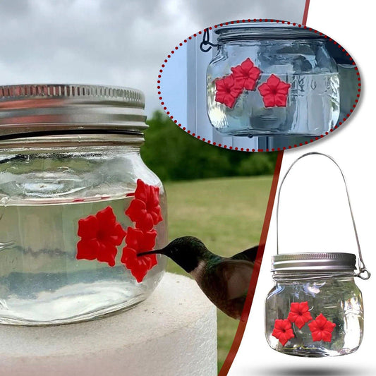 🔥Last Day Promotion - 49% OFF🎁 Beautiful Mason Jar Hummingbird Feeder W/ Three Ports 🔥 BUY 2 GET 1 FREE