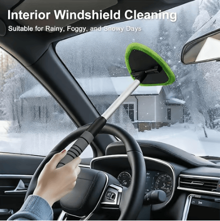 Microfiber Car Windshield Cleaning Tool with Extendable Handle