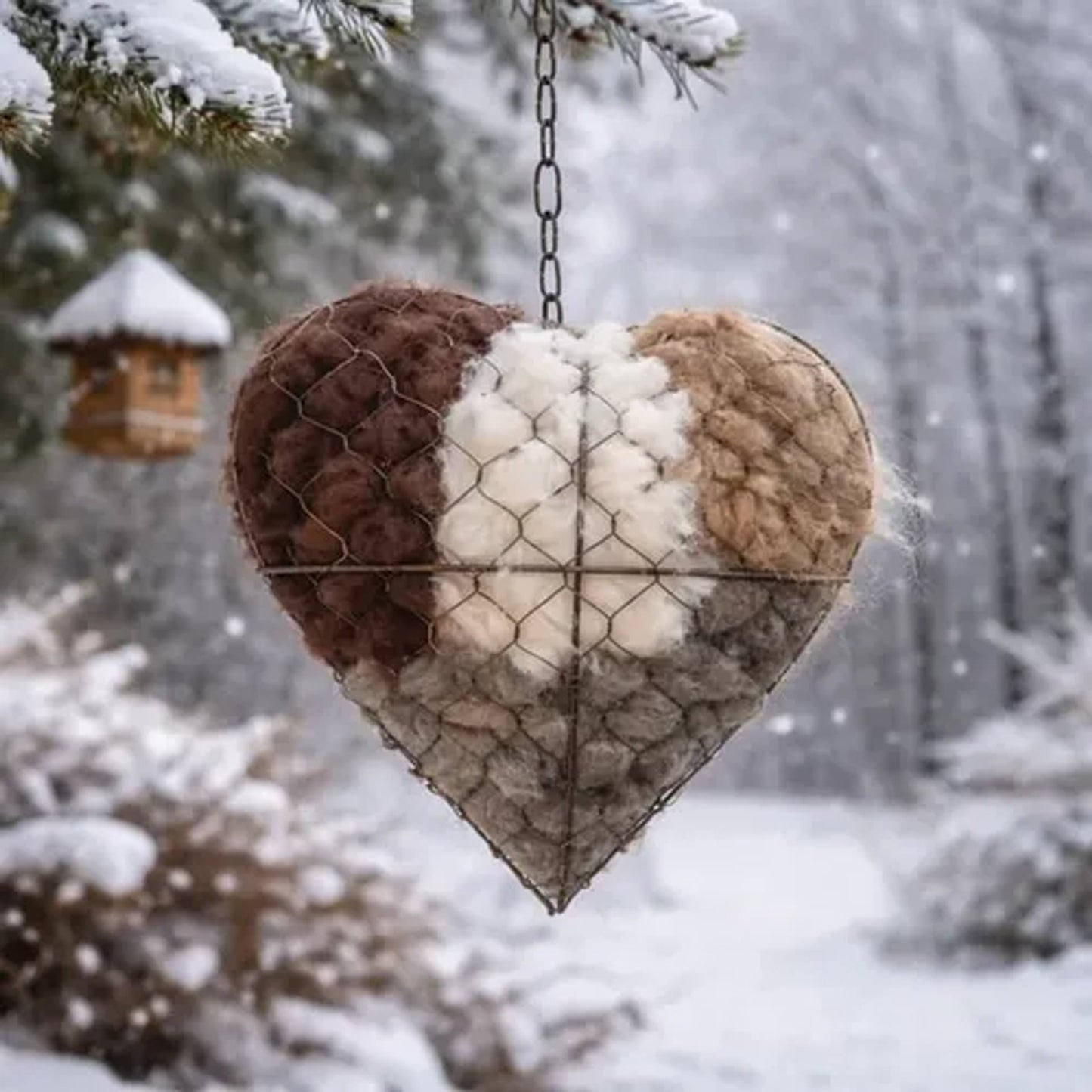 🔥LAST DAY 40% OFF - 🕊️🏡Handmade Natural Alpaca Fiber Bird Nesting Heart❤️Bird lovers gift