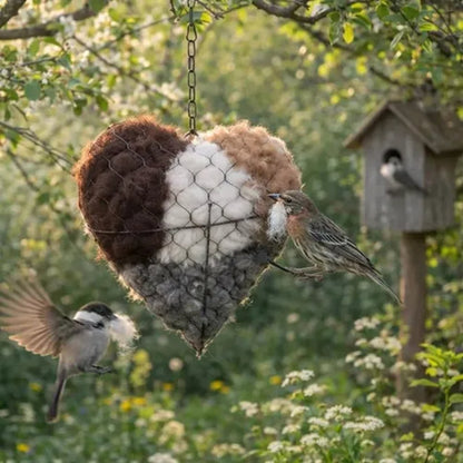 🔥LAST DAY 40% OFF - 🕊️🏡Handmade Natural Alpaca Fiber Bird Nesting Heart❤️Bird lovers gift