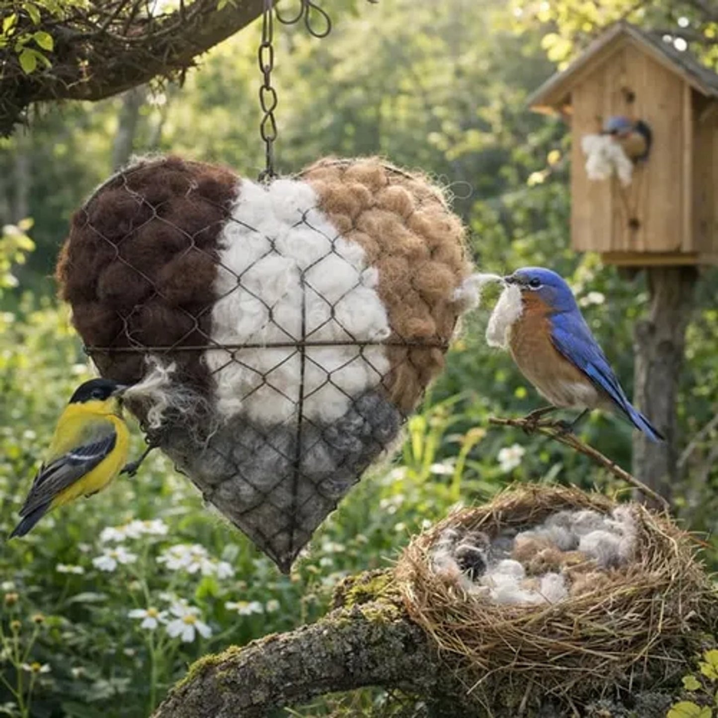 🔥LAST DAY 40% OFF - 🕊️🏡Handmade Natural Alpaca Fiber Bird Nesting Heart❤️Bird lovers gift