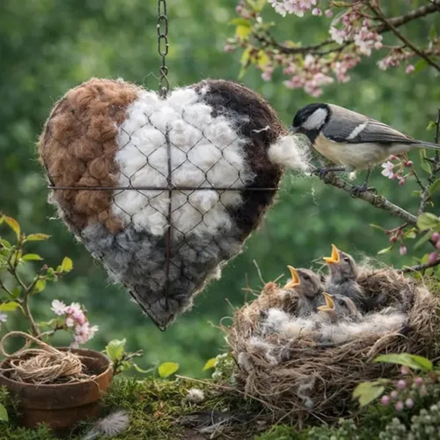 🔥LAST DAY 40% OFF - 🕊️🏡Handmade Natural Alpaca Fiber Bird Nesting Heart❤️Bird lovers gift